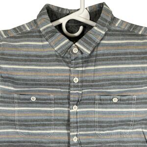 Modern Amusement Mens Medium Blue Striped Long Sleeve Button Down Cotton Shirt